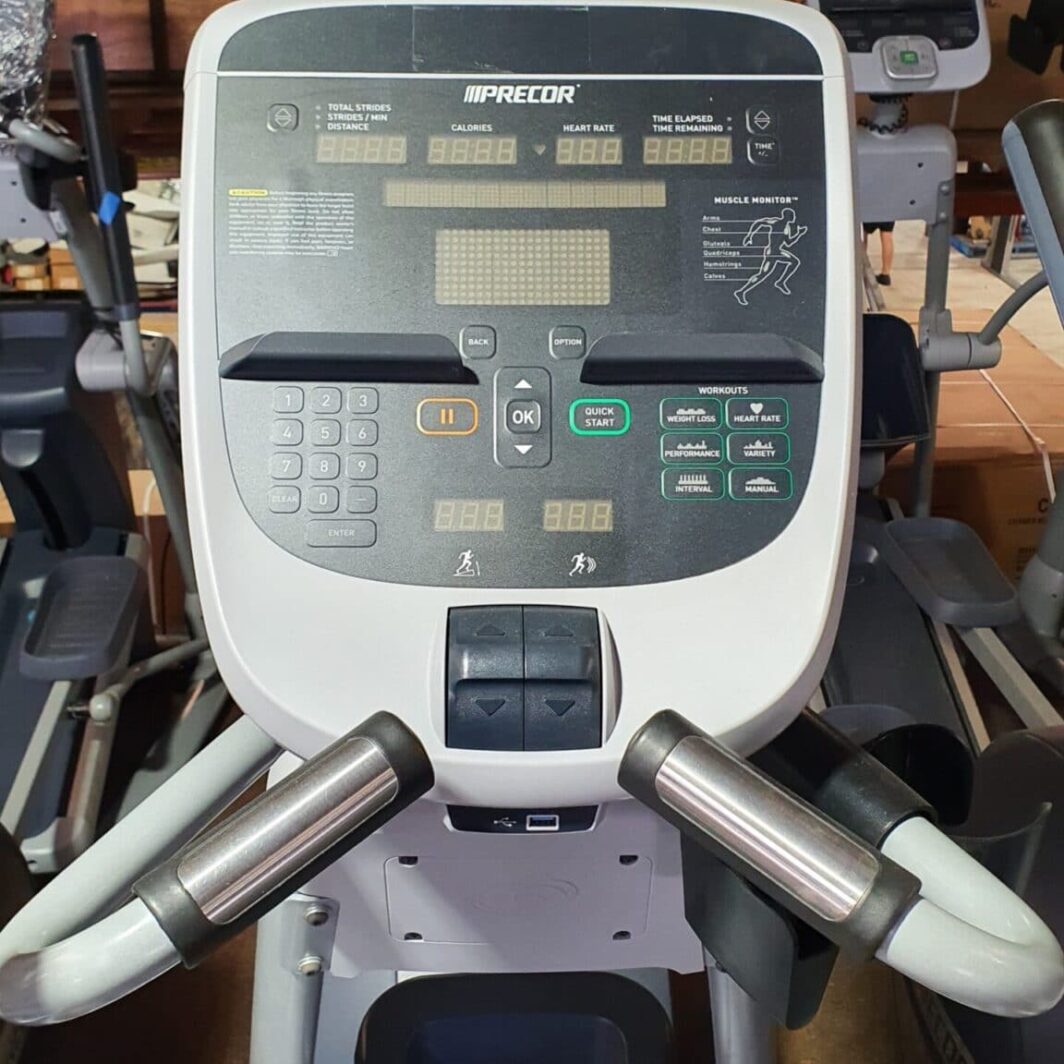 Precor EFX-885 Cross Trainer close up of LED Console